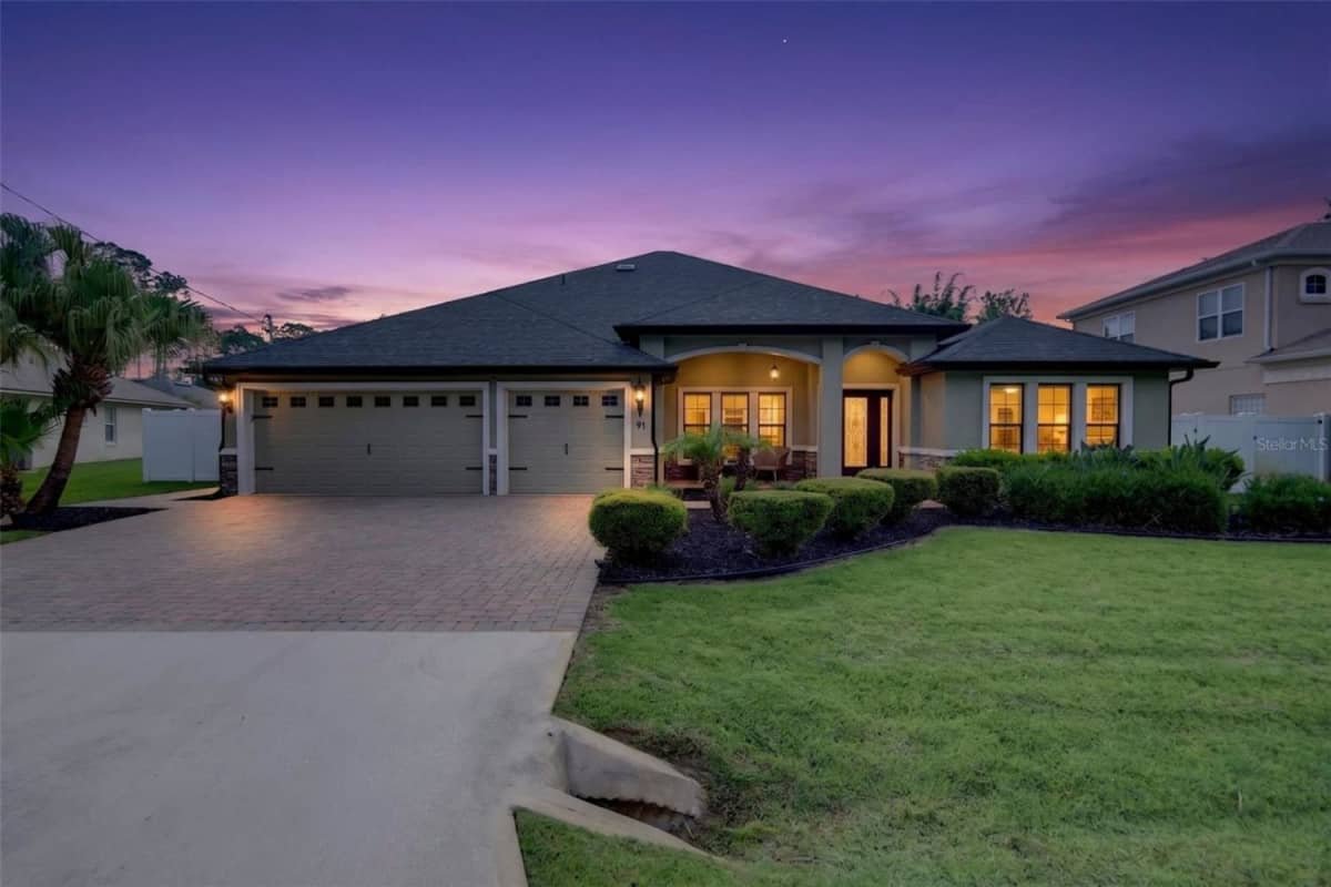 91 Ethan Allen Drive, Palm Coast, at twilight