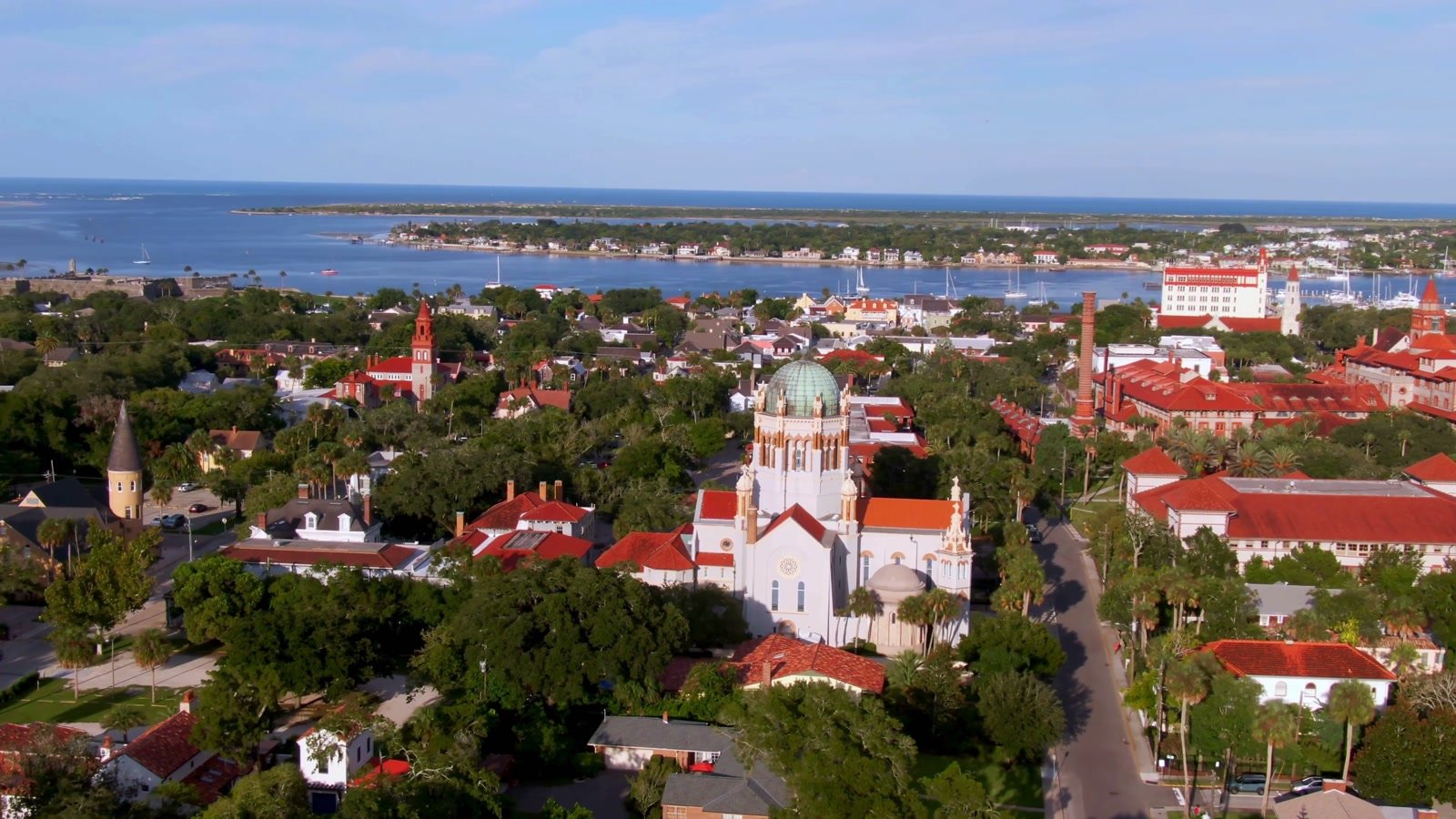 Aerial of historic St. Augustine and Memorial Presbyterian Church, still from Marilynn’s video